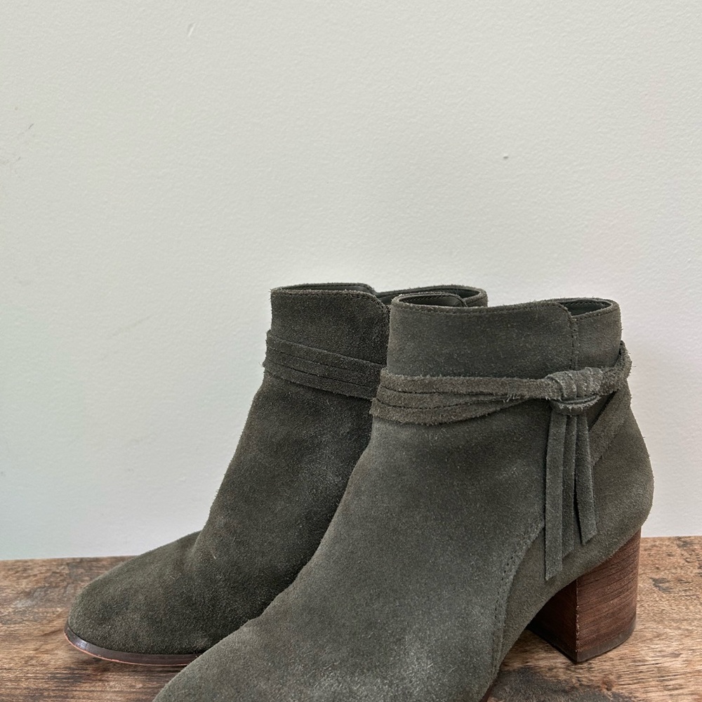 Olive Green Suede Ankle Boots